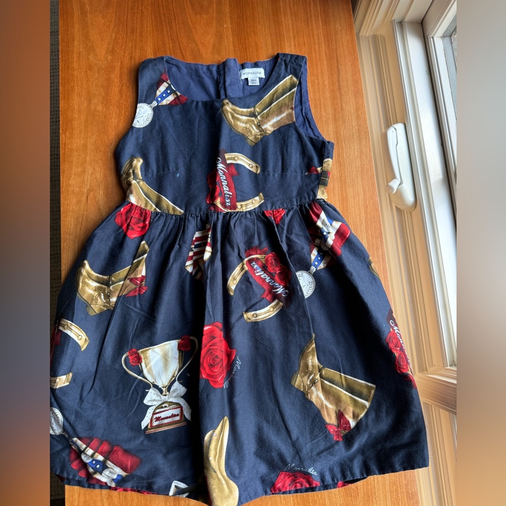 Monna Lisa girls navy blue red dress size 5, 108cm